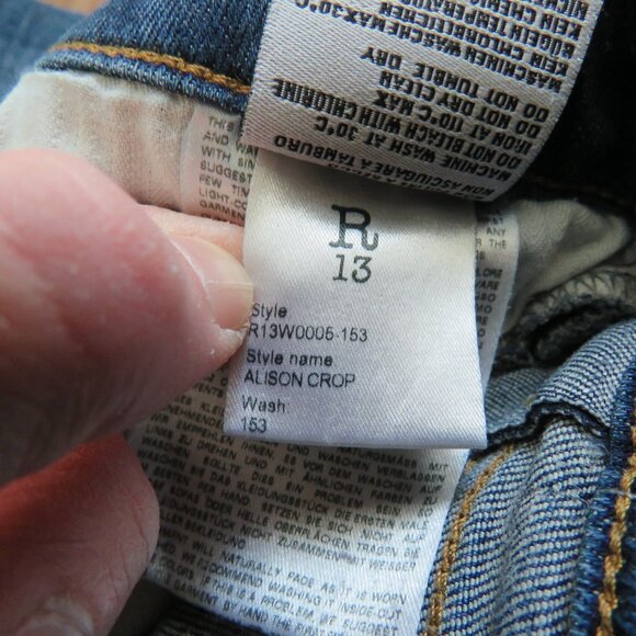 R13 Alison Crop Jeans in Indigo Blue Wash - Size 25 - Picture 15 of 15